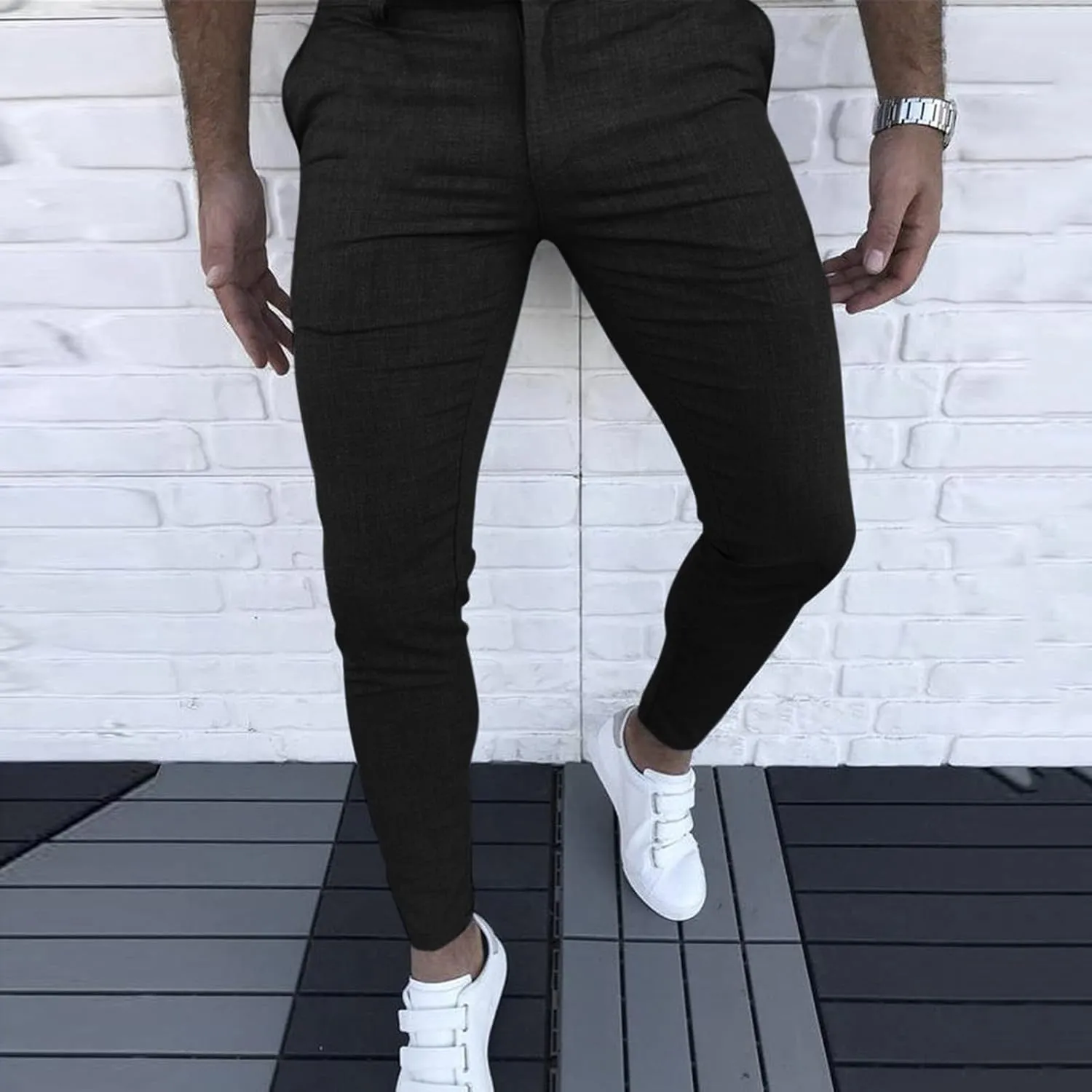 Dress Pants for Men Slim Fit Stretch Golf Dress Pants Casual Zip Up Business Work Pants Stylish Vintage Chinos with Pockets