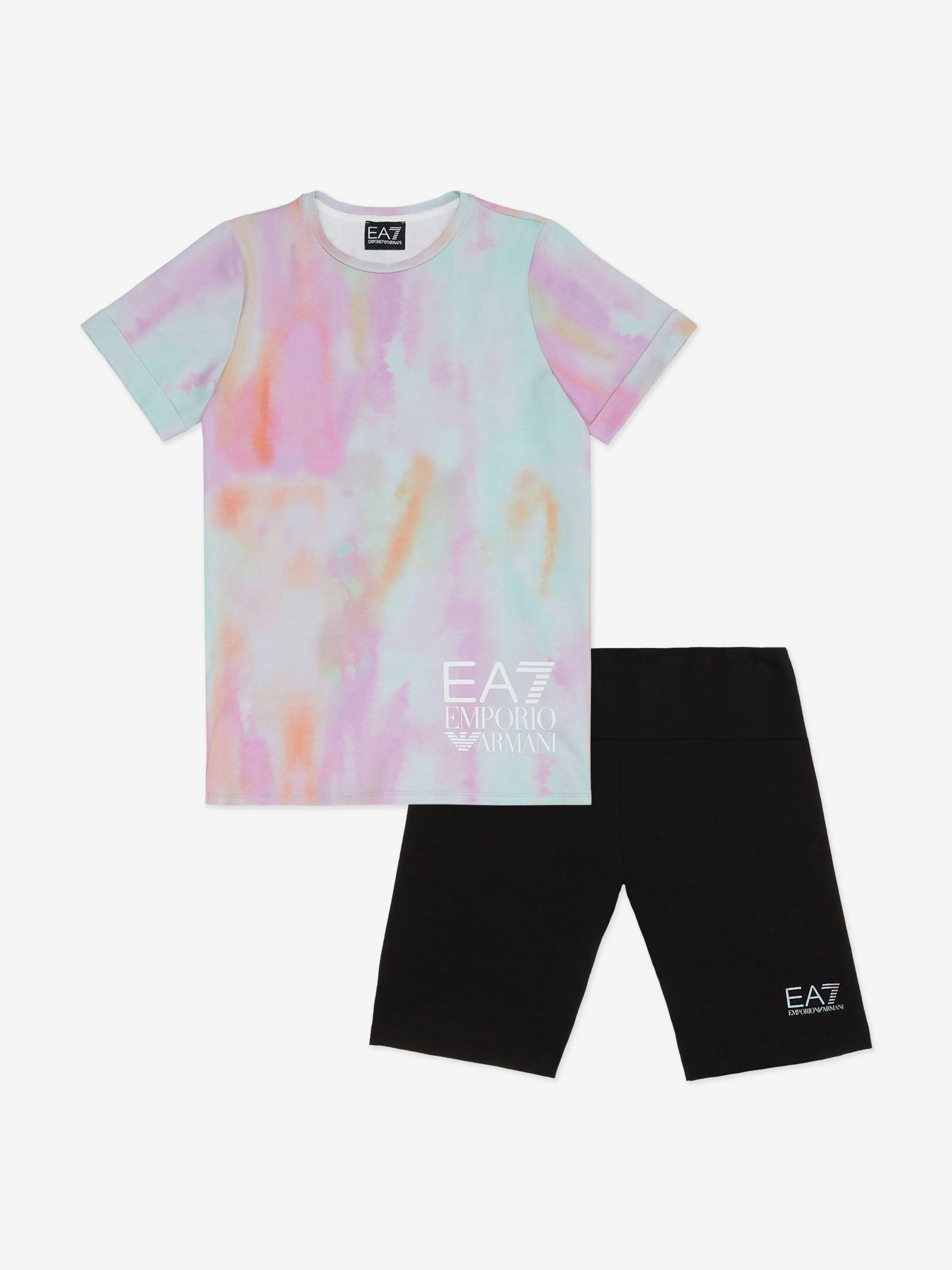 EA7 Emporio Armani Girls Tie Dye Short Set in Multicolour