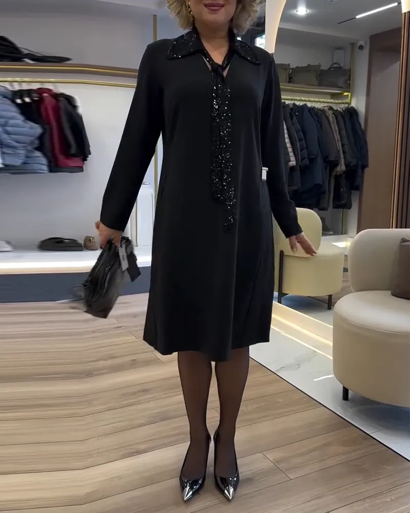 Elegant Strappy Lapel Dress