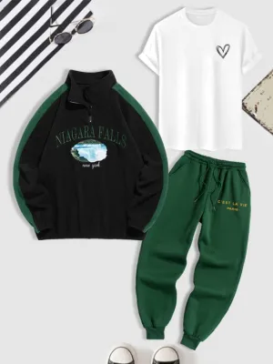 Embroidery Hoodie And Jogger Pants