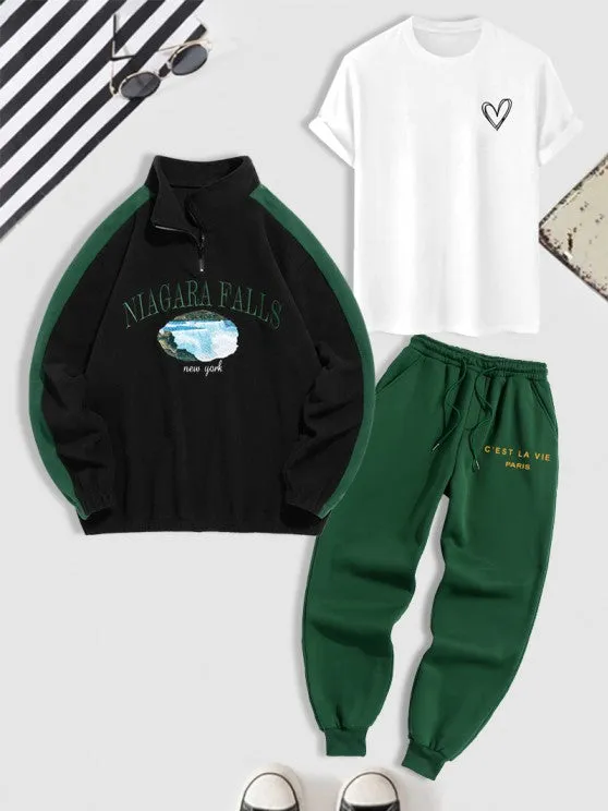 Embroidery Hoodie And Jogger Pants