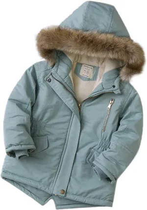 EnJoCho Kids Toddler Baby Girls Boys Autumn Winter Warm Thick Padded Cotton Long Sleeve Girls Dress Coats (Green, 5-6 Years)