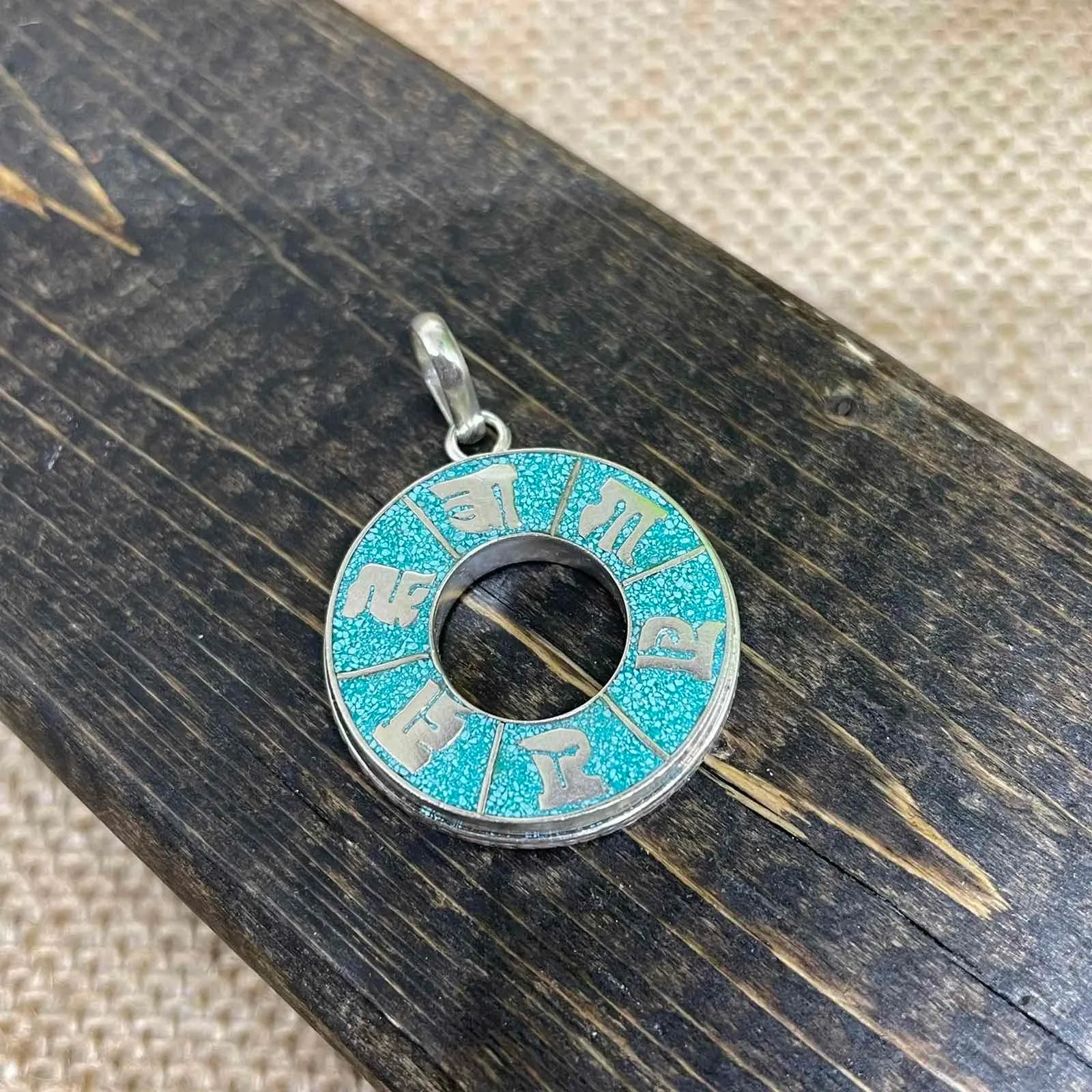 Ethnic handmade  pendant with om ma ni pa mi hu  Mantra, Buddhist Pendant, Yoga Jewelry, Meditation Gift, Gift for Him/Her