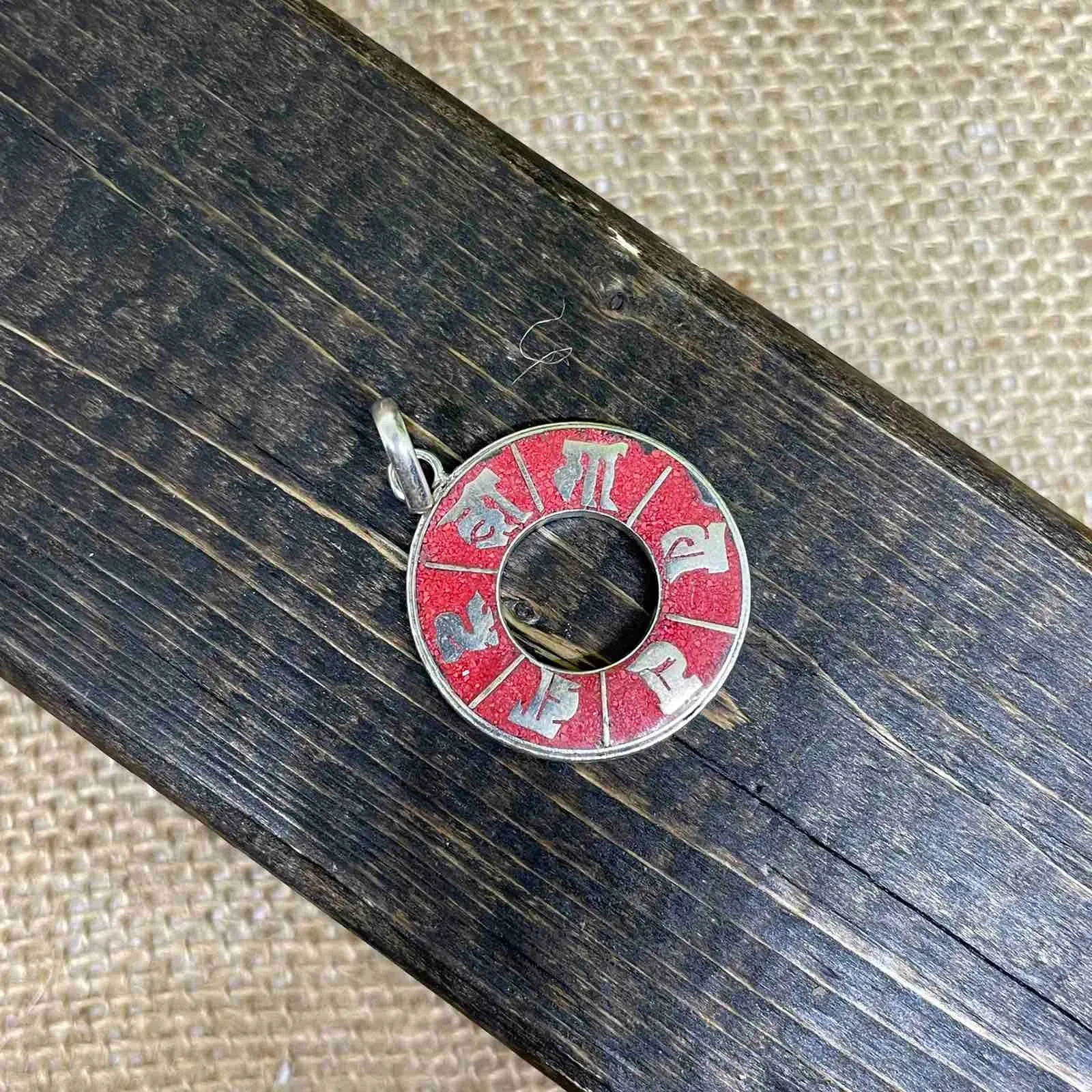 Ethnic handmade  pendant with om ma ni pa mi hu  Mantra, Buddhist Pendant, Yoga Jewelry, Meditation Gift, Gift for Him/Her