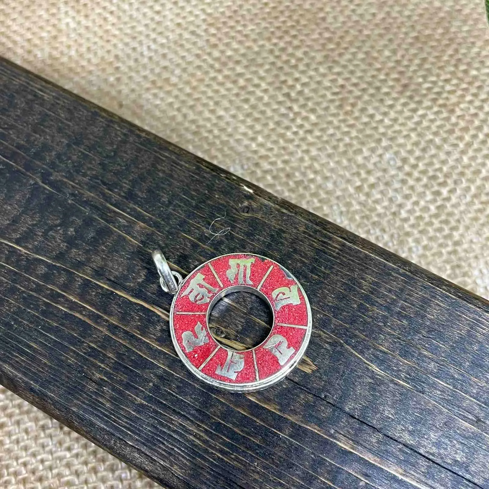 Ethnic handmade  pendant with om ma ni pa mi hu  Mantra, Buddhist Pendant, Yoga Jewelry, Meditation Gift, Gift for Him/Her