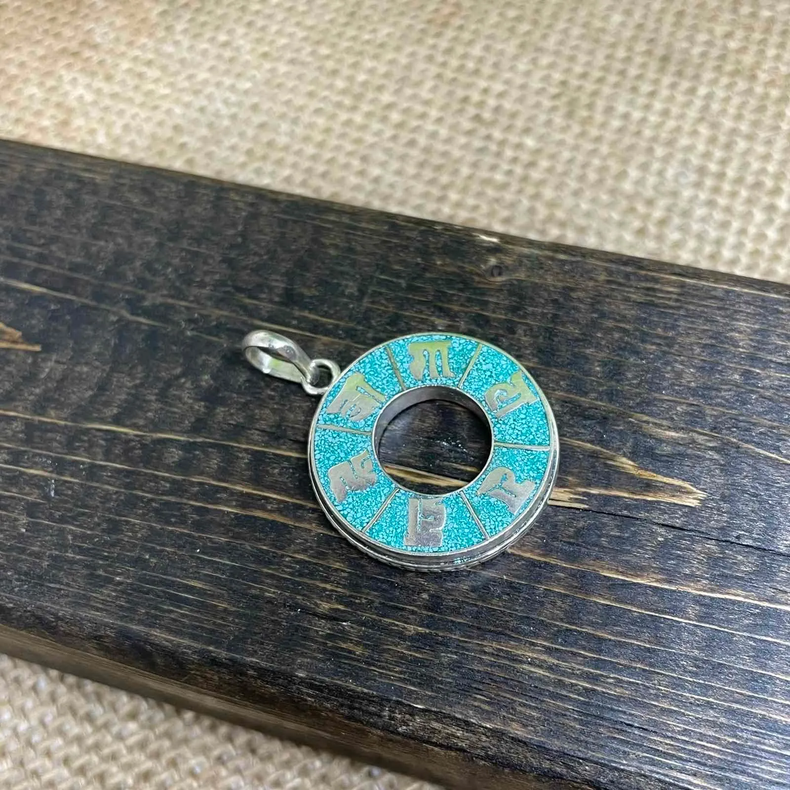 Ethnic handmade  pendant with om ma ni pa mi hu  Mantra, Buddhist Pendant, Yoga Jewelry, Meditation Gift, Gift for Him/Her