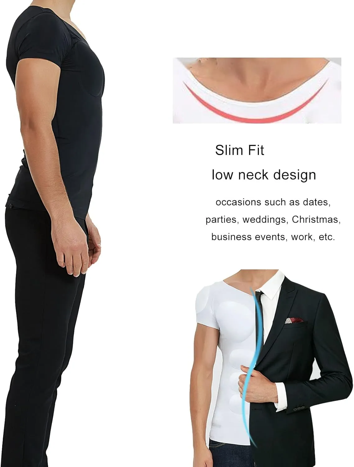 Fake Muscle T-Shirt for Men Short Sleeve Undershirt Comfortable and Breathable Padded Fake Shoulders Underwear