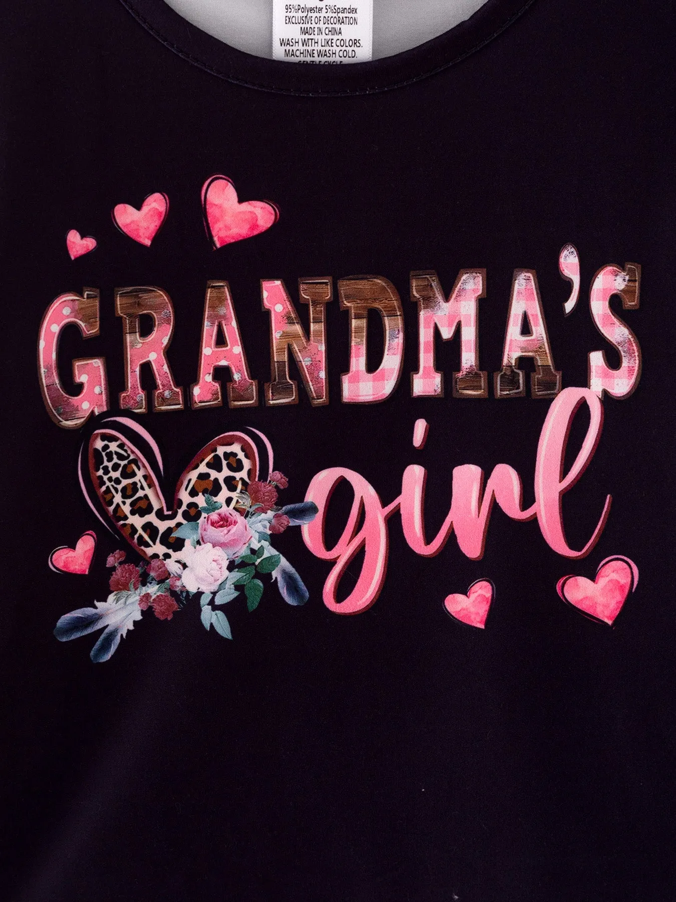 Fall "GRANDMA'S GIVE" Print Girls Outfit