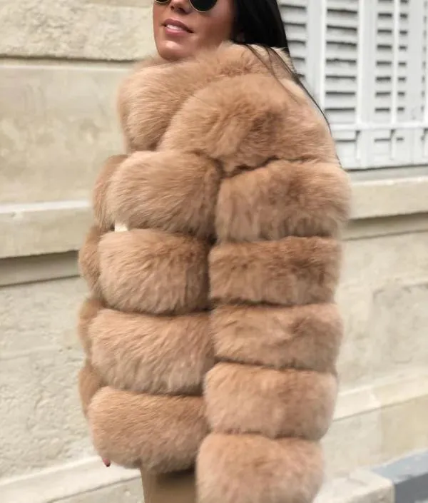 Fashion thickened warm fur coat