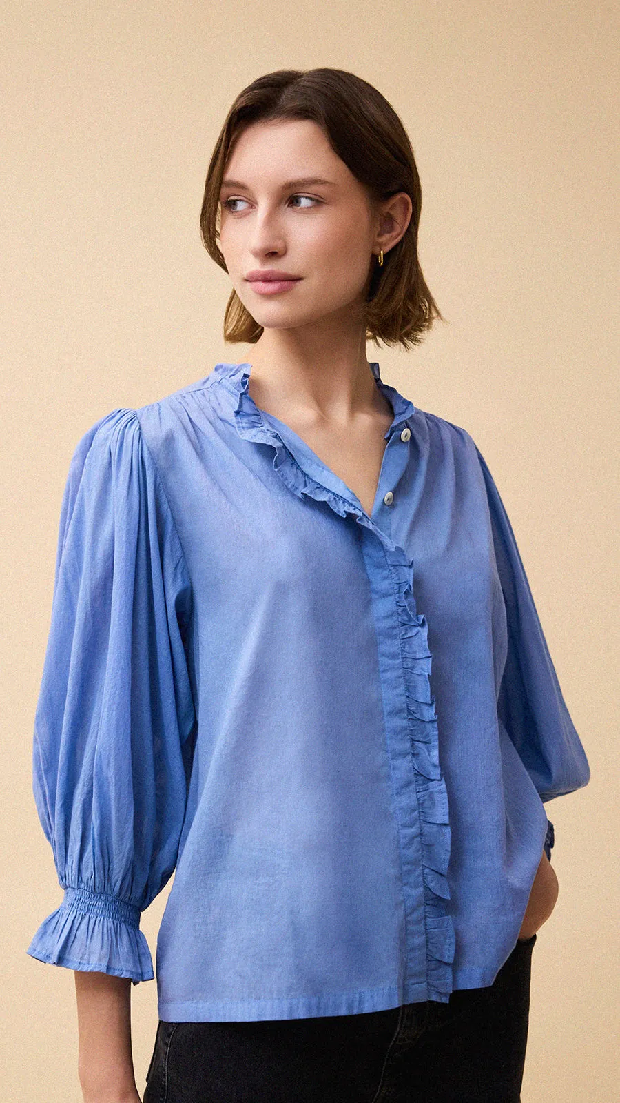 Frankie Voile Blouse - Blue