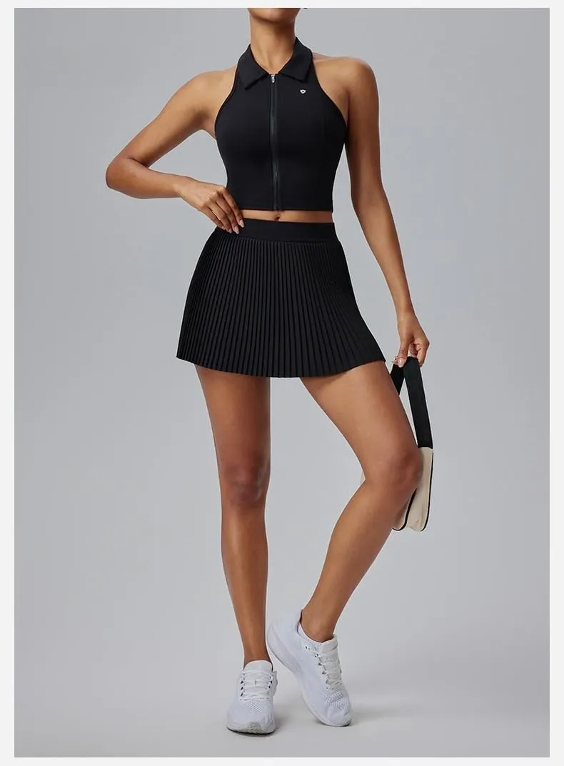 FUNSEED Pleated Tennis Skirts for Women High Waist Golf Skirt Tummy Control Athletic Skorts for Running Workout Pickleball