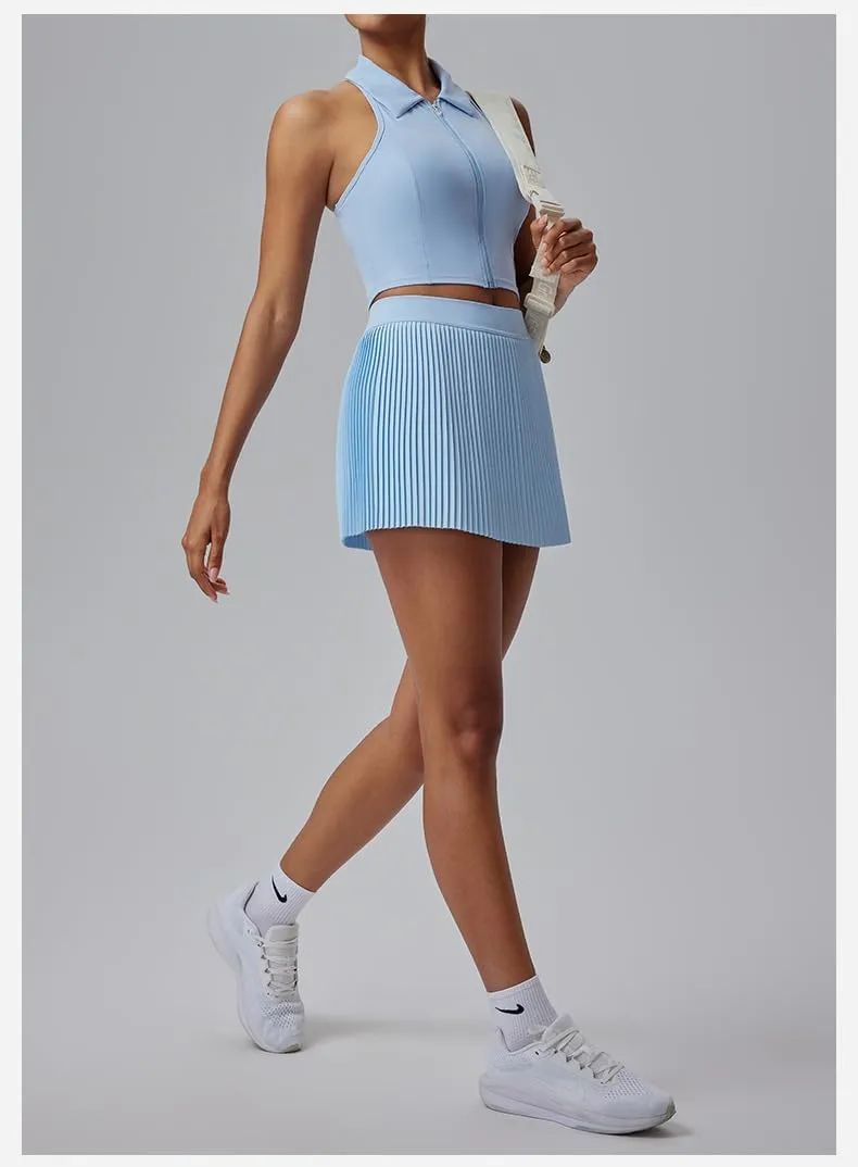 FUNSEED Pleated Tennis Skirts for Women High Waist Golf Skirt Tummy Control Athletic Skorts for Running Workout Pickleball