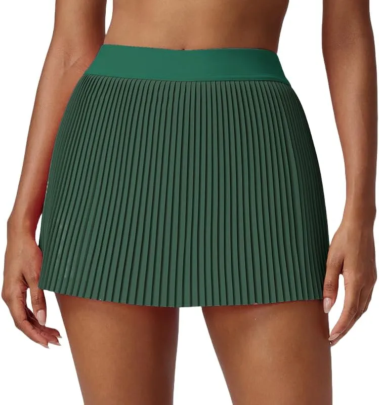FUNSEED Pleated Tennis Skirts for Women High Waist Golf Skirt Tummy Control Athletic Skorts for Running Workout Pickleball