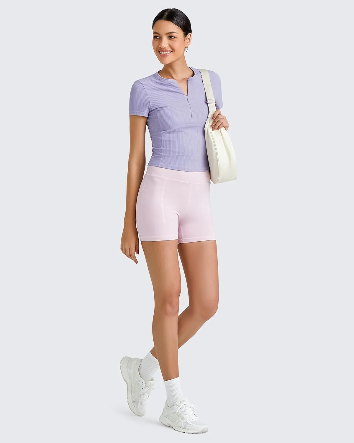 G4Free Half Zip Workout Shirts Women Slim Fitted Work Out Tops Gym Athletic Ribbed Tight Tshirts Summer Casual