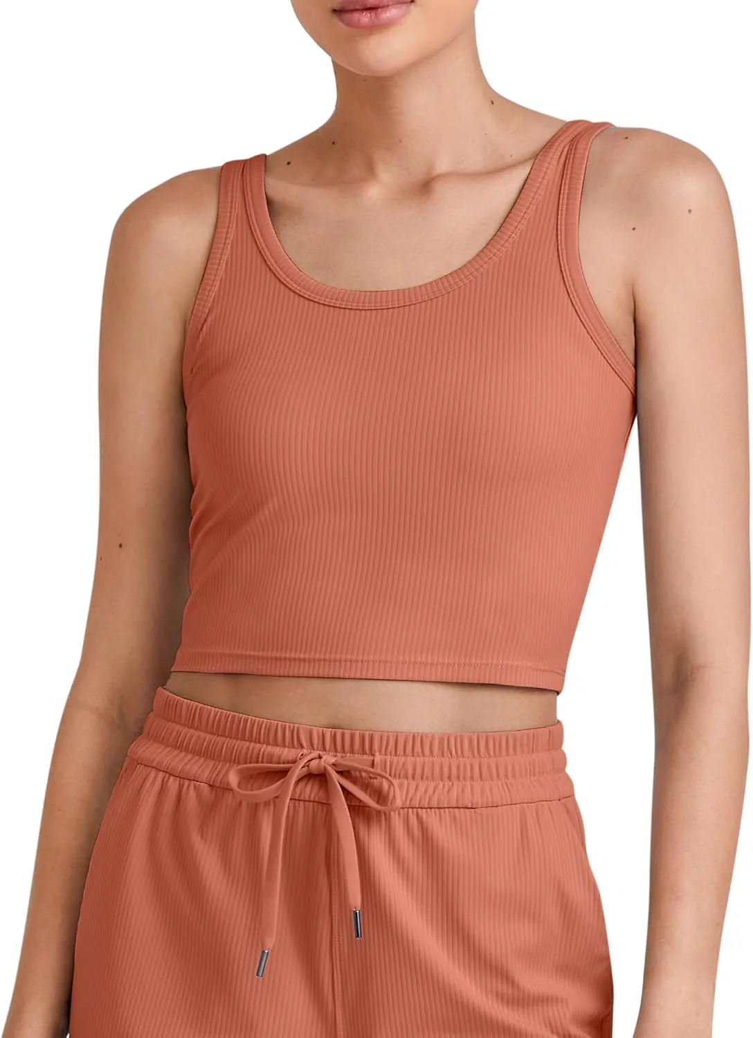 G4Free Workout Tank Tops for Women Slim Fitted U Neck Ribbed Athletic Gym Yoga Cropped Tanks Summer Casual