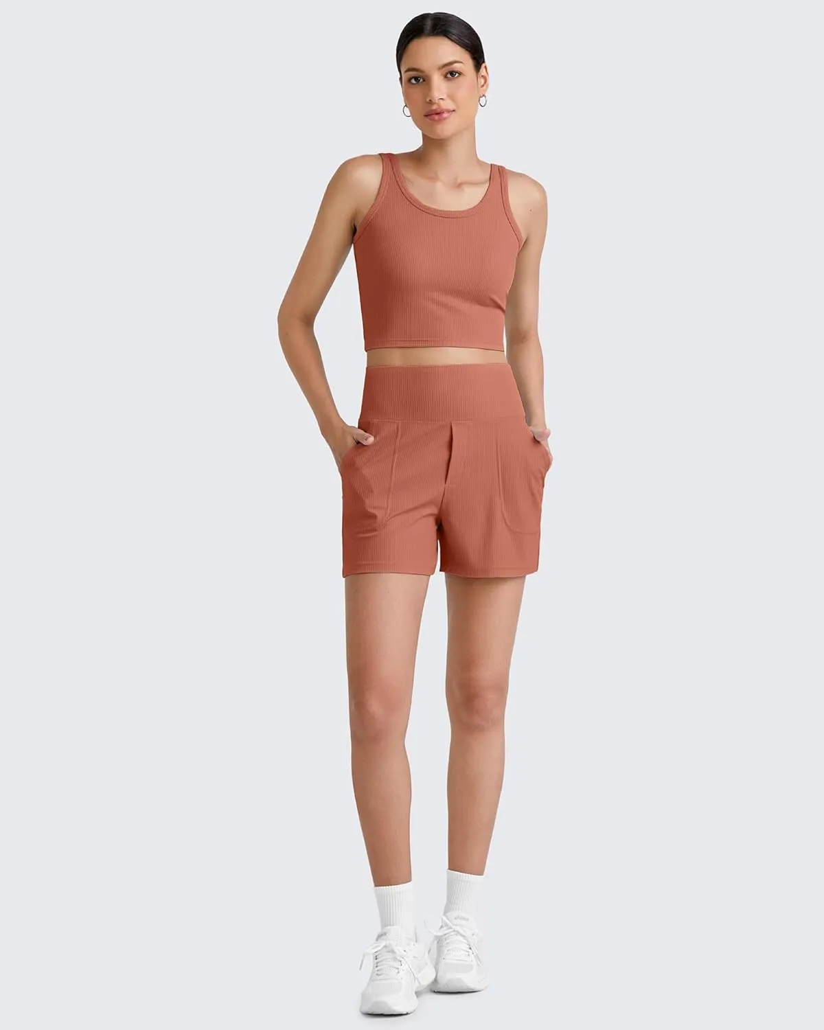 G4Free Workout Tank Tops for Women Slim Fitted U Neck Ribbed Athletic Gym Yoga Cropped Tanks Summer Casual