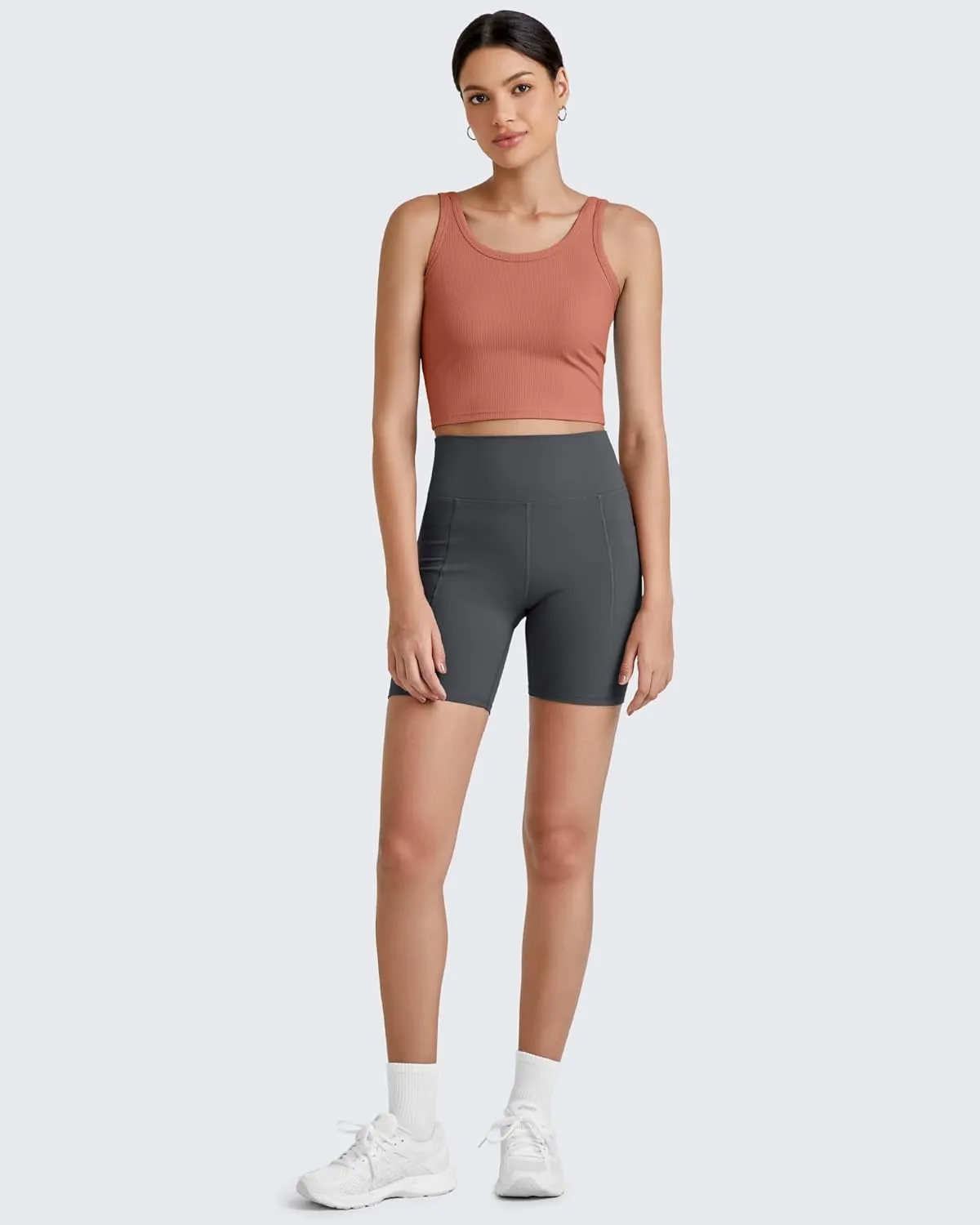 G4Free Workout Tank Tops for Women Slim Fitted U Neck Ribbed Athletic Gym Yoga Cropped Tanks Summer Casual
