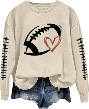 Game Day Sweatshirts For Women Teen Girls Funny Football Season Casual Comfort Pullover Tops Crewneck Shirts