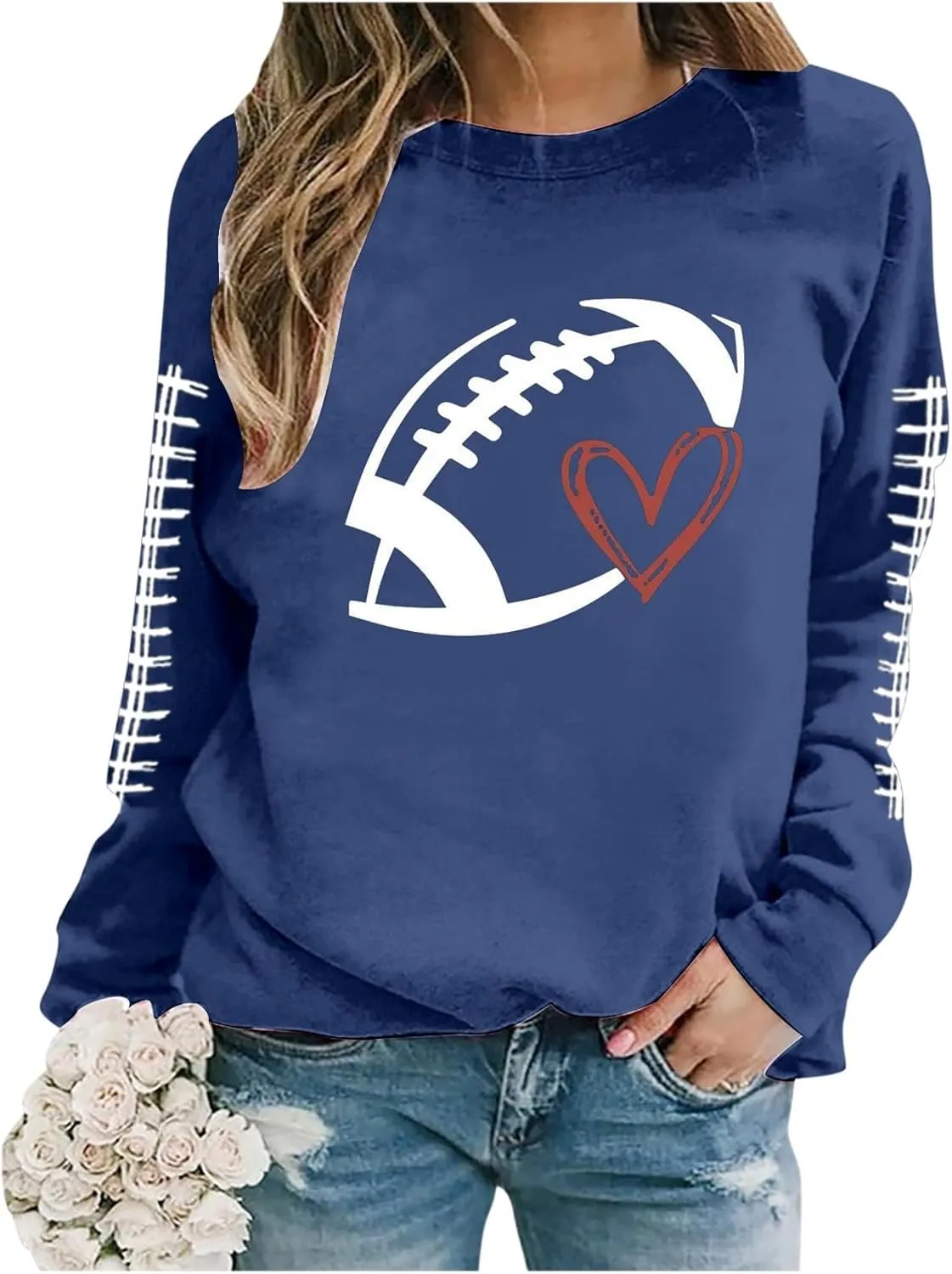Game Day Sweatshirts For Women Teen Girls Funny Football Season Casual Comfort Pullover Tops Crewneck Shirts