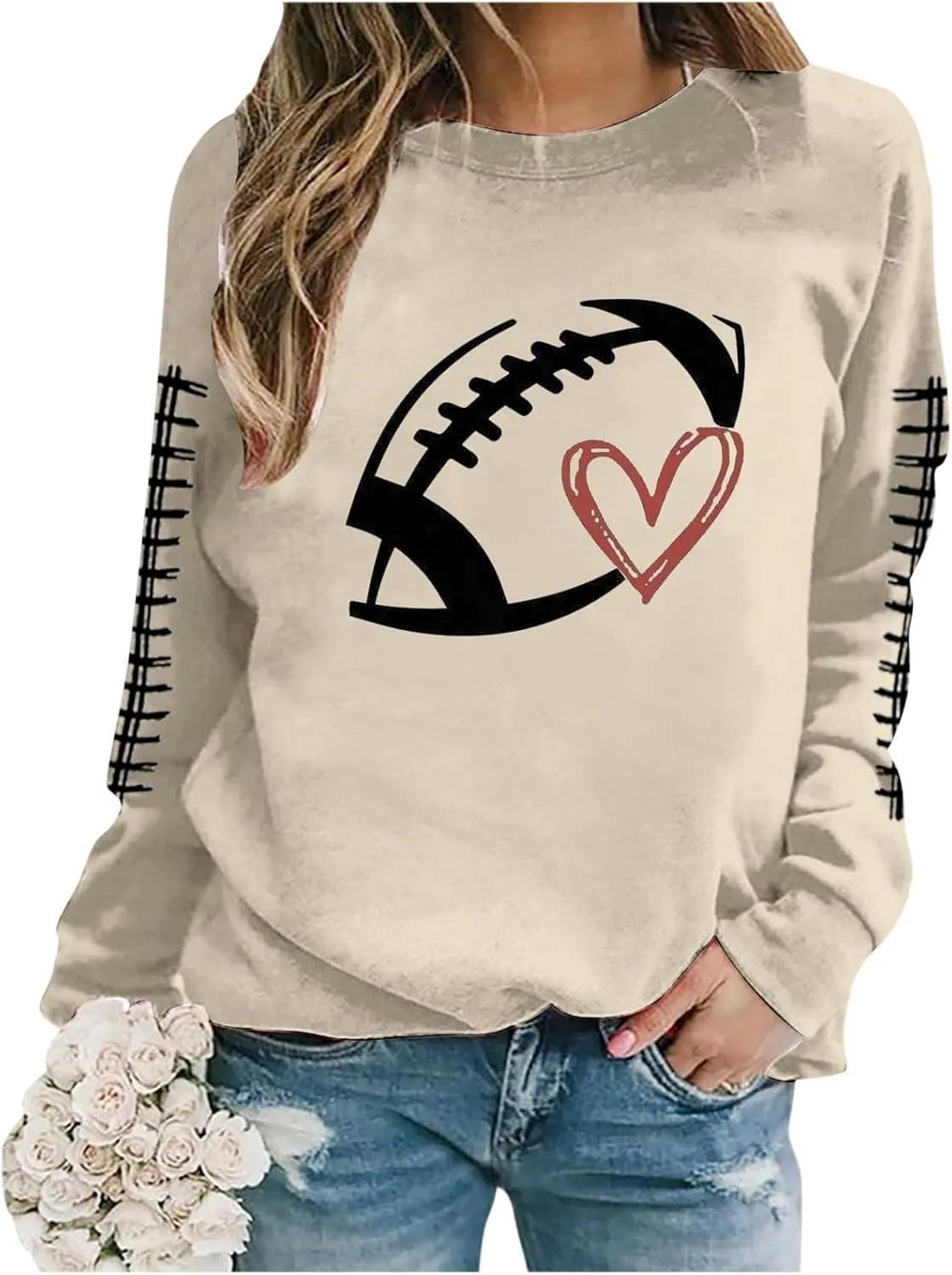 Game Day Sweatshirts For Women Teen Girls Funny Football Season Casual Comfort Pullover Tops Crewneck Shirts