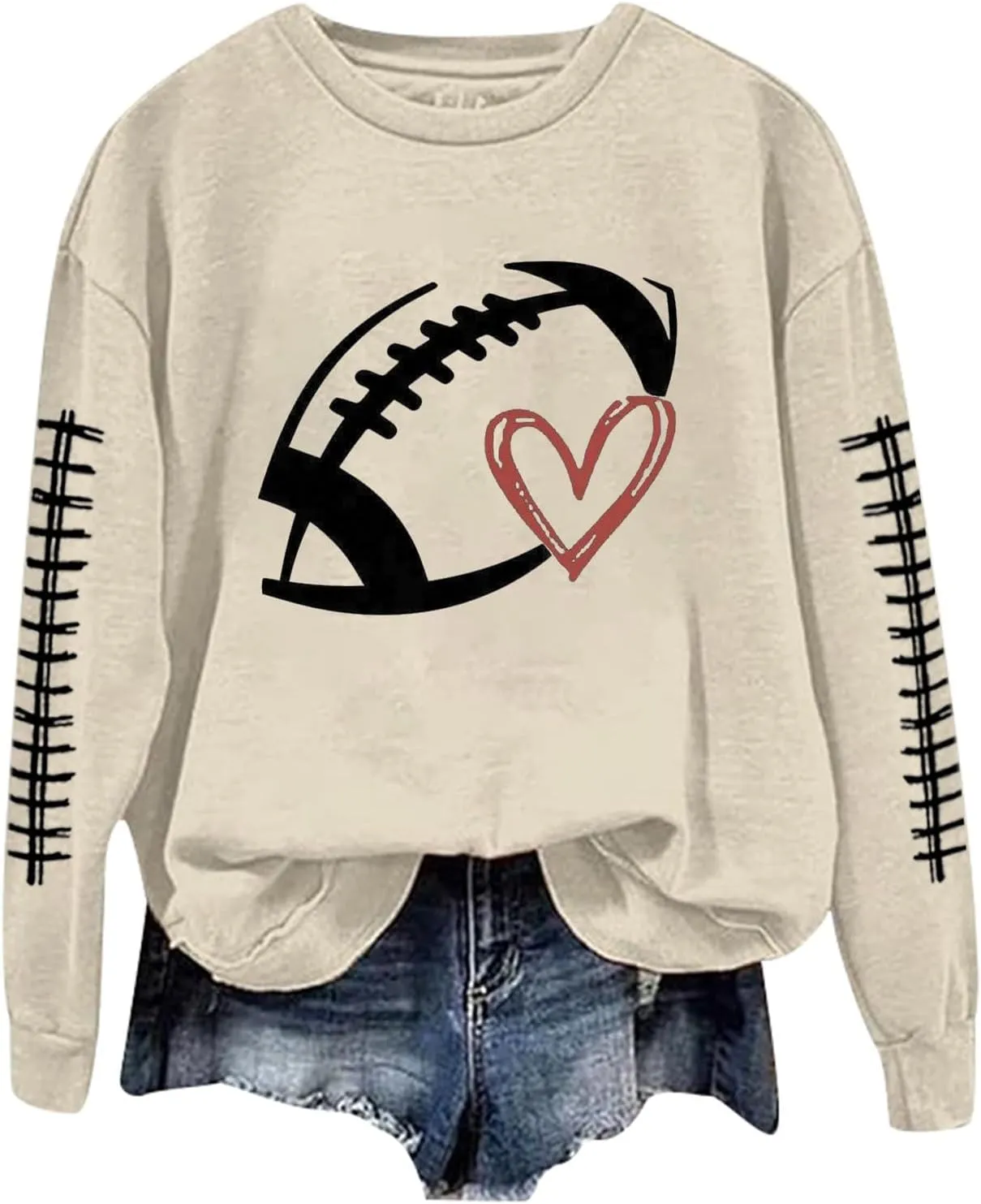 Game Day Sweatshirts For Women Teen Girls Funny Football Season Casual Comfort Pullover Tops Crewneck Shirts