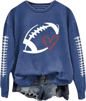 Game Day Sweatshirts For Women Teen Girls Funny Football Season Casual Comfort Pullover Tops Crewneck Shirts