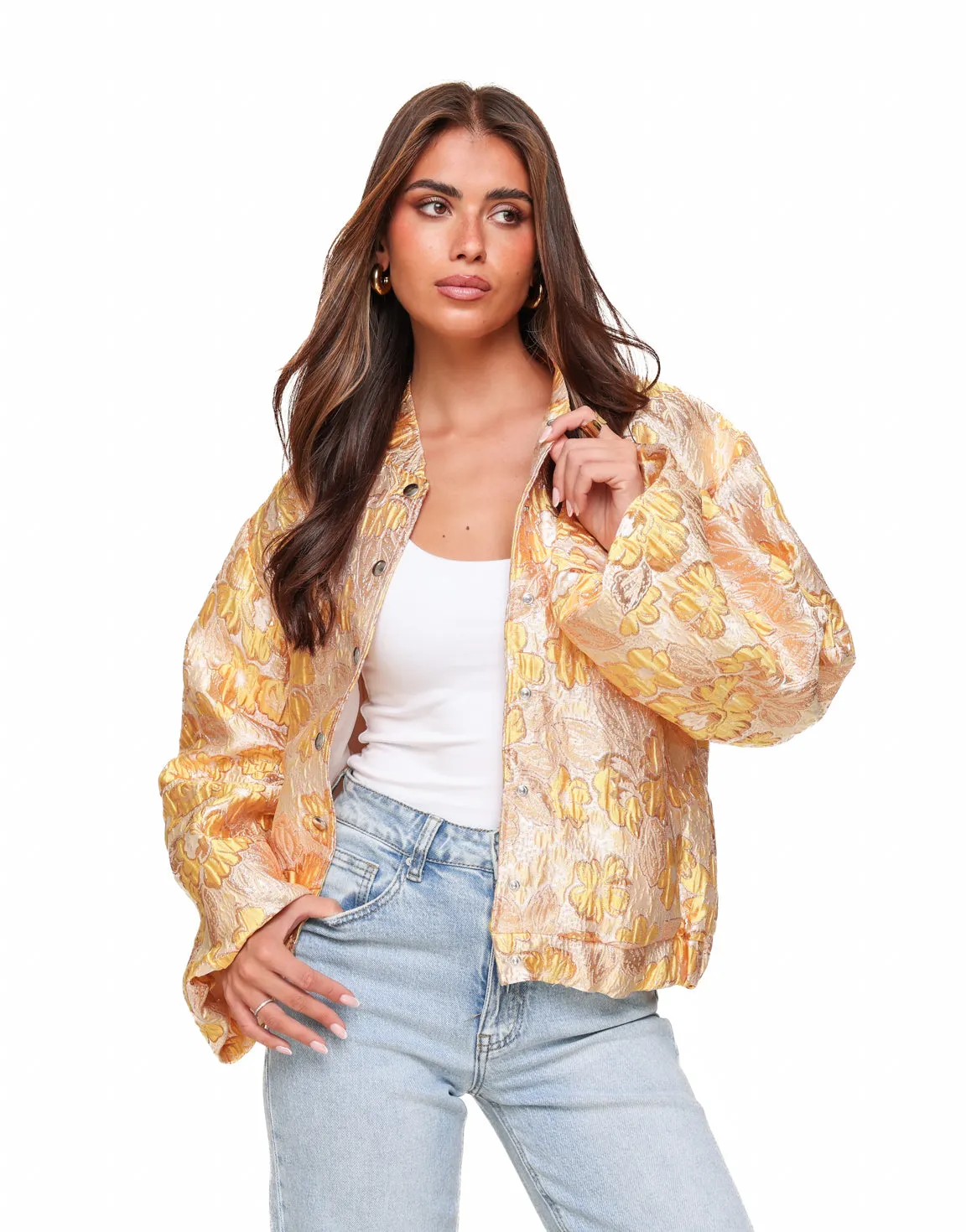Gele Bloemen Bomber - Jas