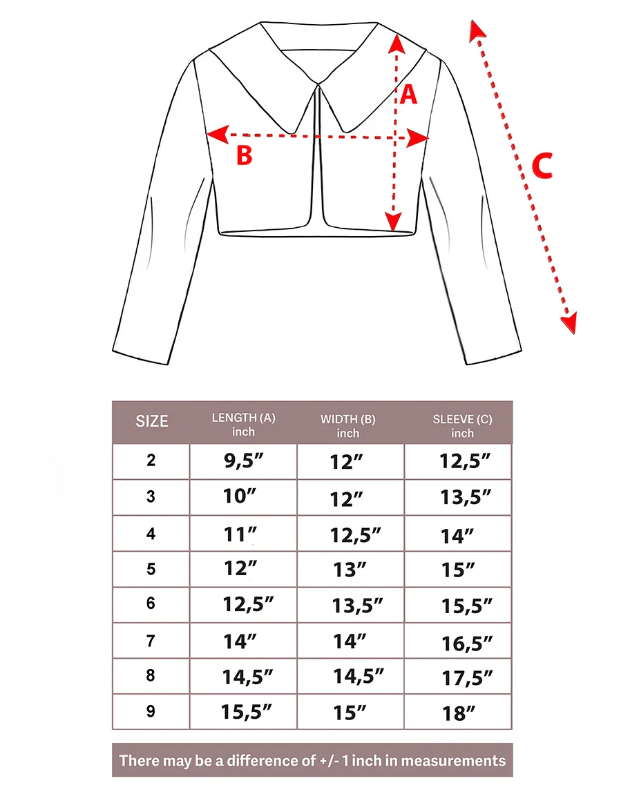 Girls Buttoned Oversize Collared Bolero Shrug