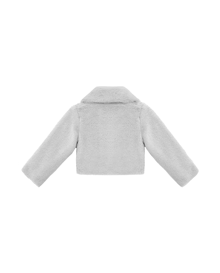 Girls Buttoned Oversize Collared Bolero Shrug