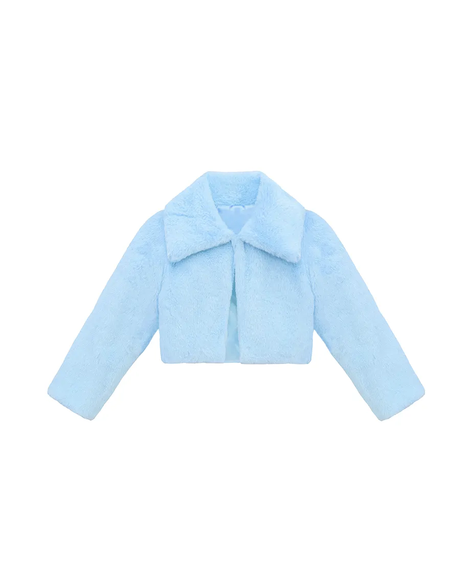 Girls Buttoned Oversize Collared Bolero Shrug