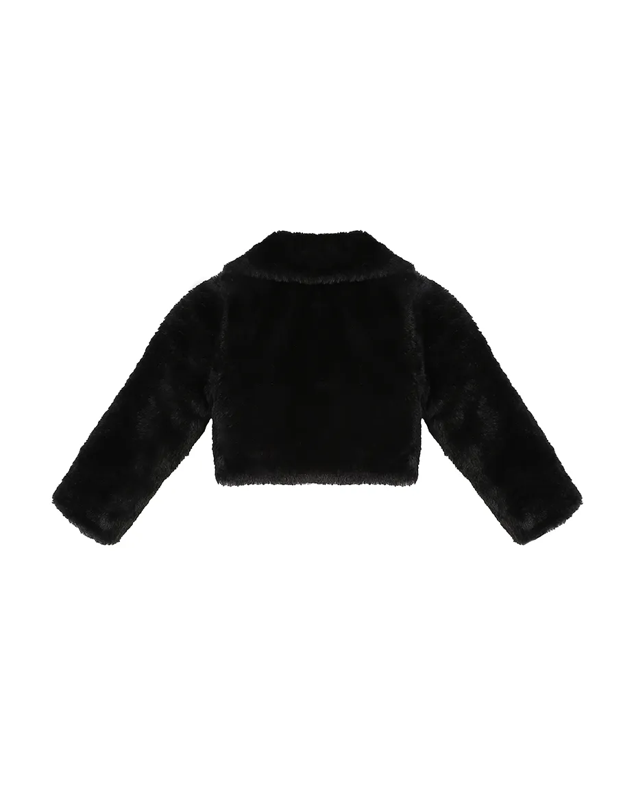 Girls Buttoned Oversize Collared Bolero Shrug