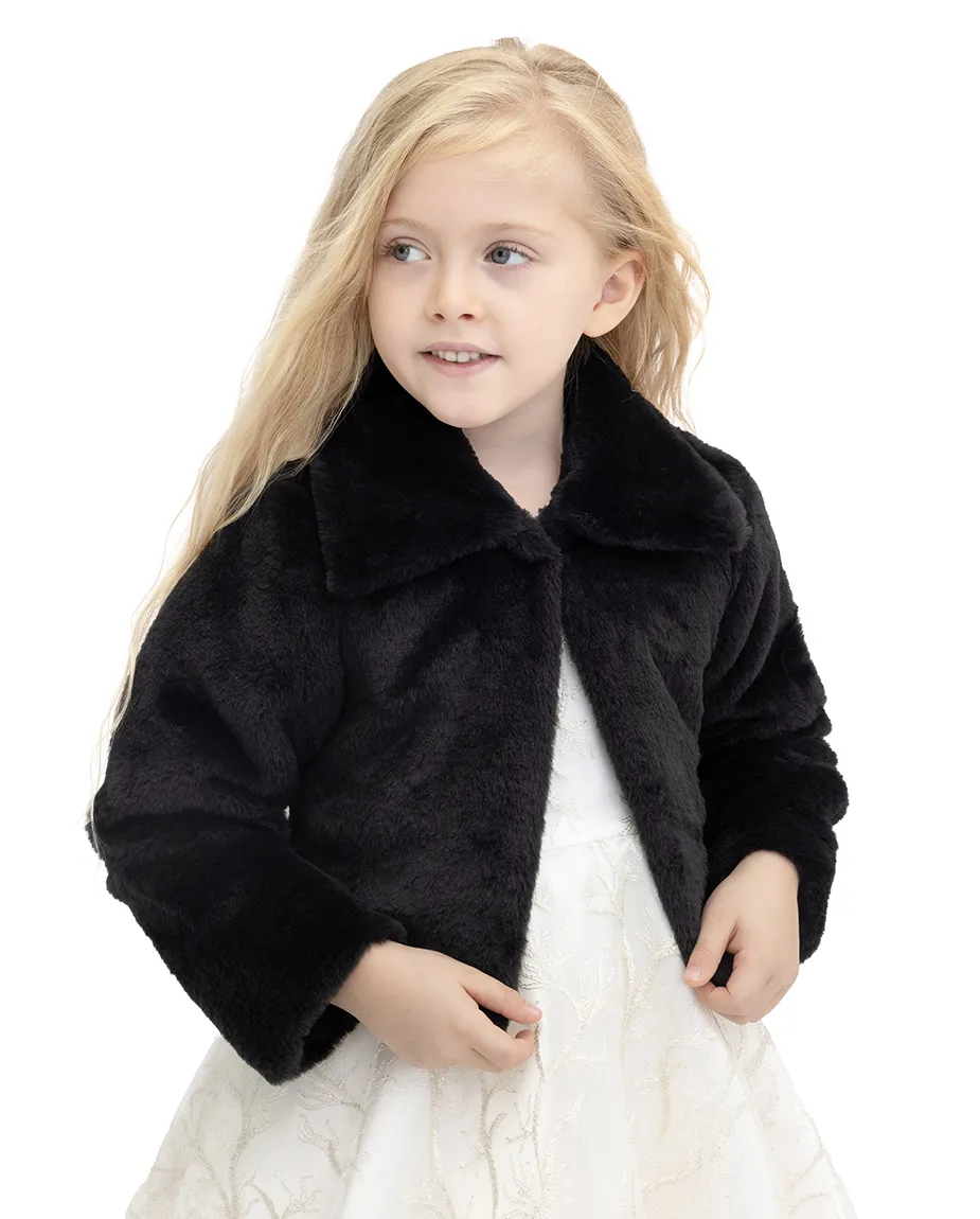 Girls Buttoned Oversize Collared Bolero Shrug