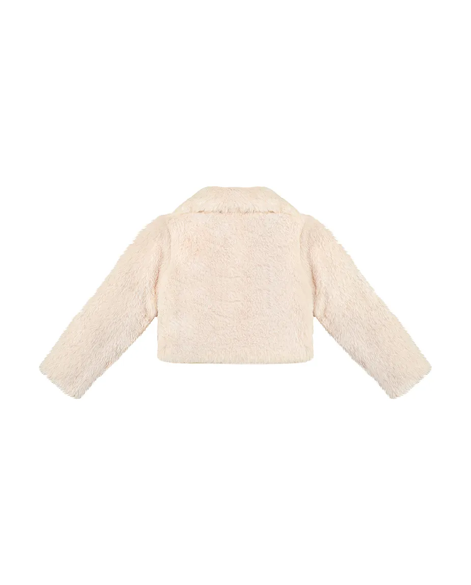 Girls Buttoned Oversize Collared Bolero Shrug