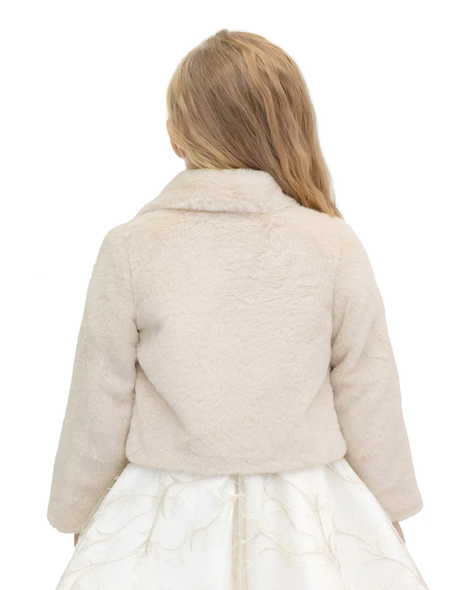 Girls Buttoned Oversize Collared Bolero Shrug