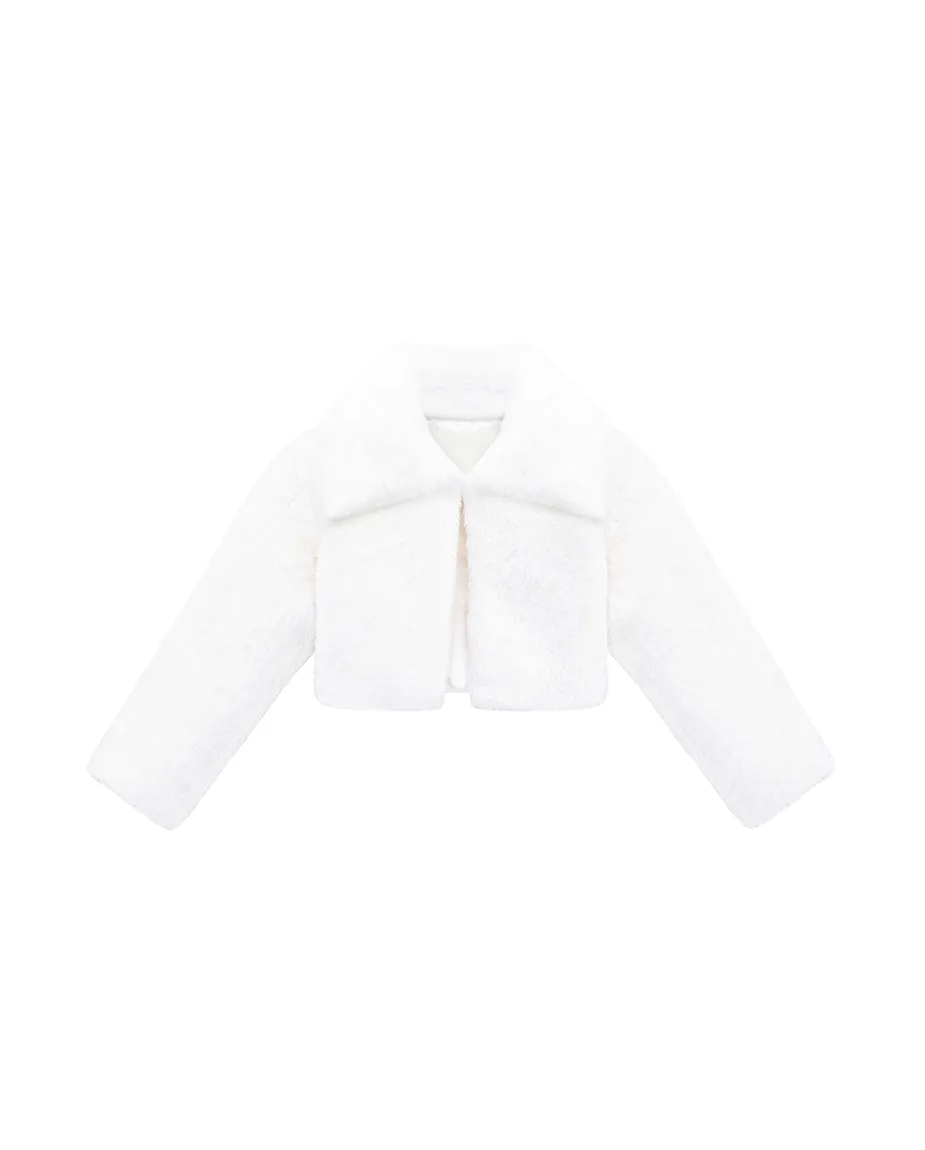 Girls Buttoned Oversize Collared Bolero Shrug