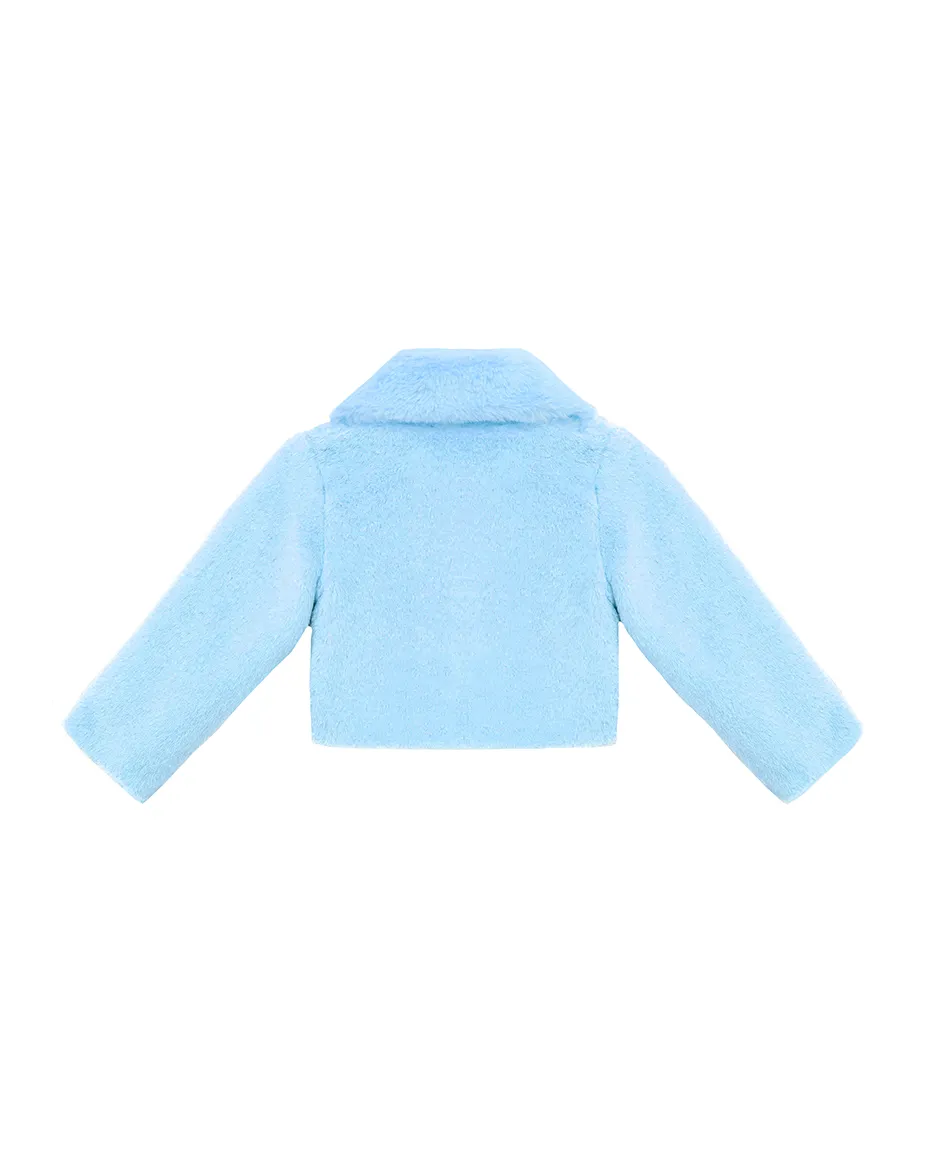 Girls Buttoned Oversize Collared Bolero Shrug