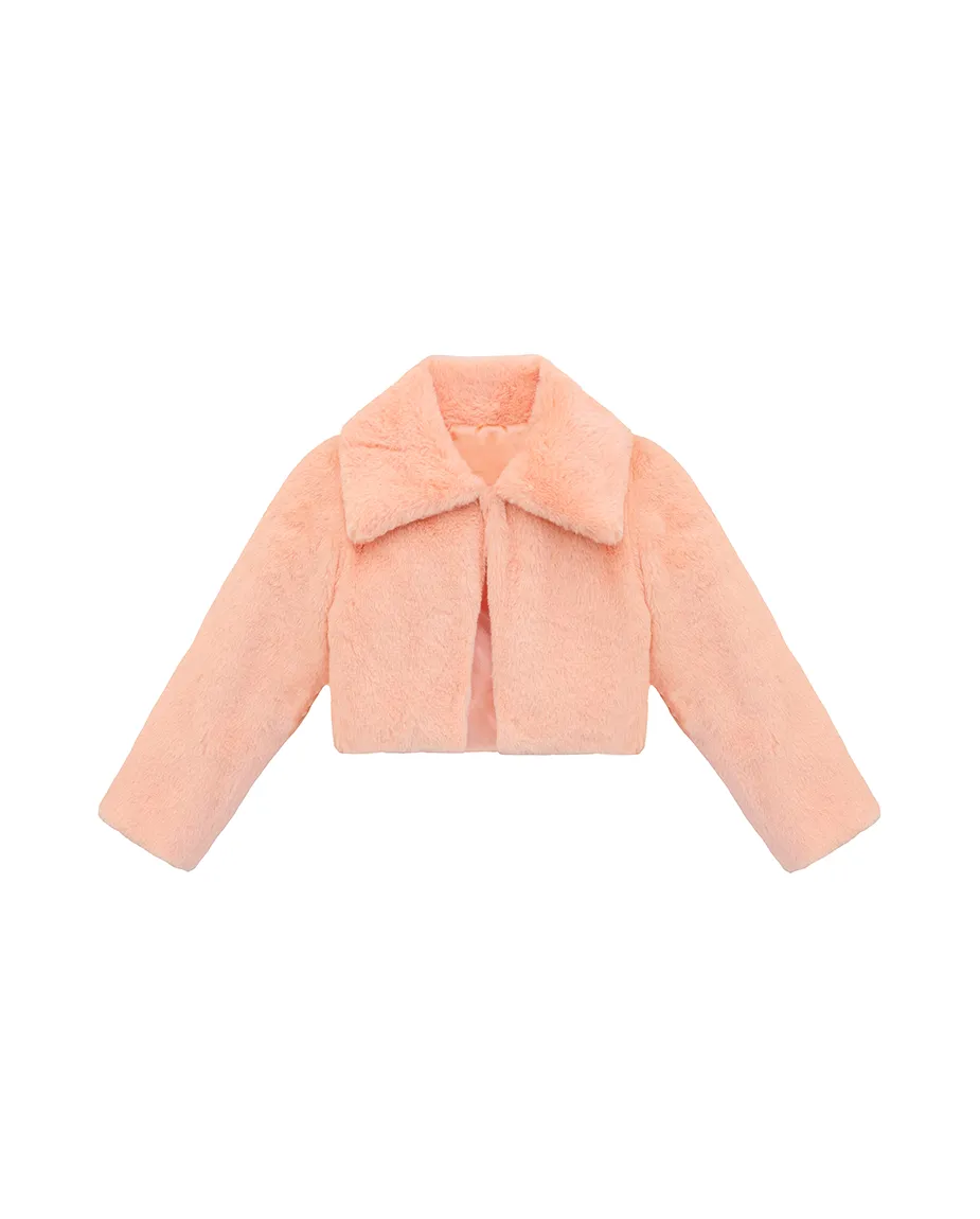 Girls Buttoned Oversize Collared Bolero Shrug