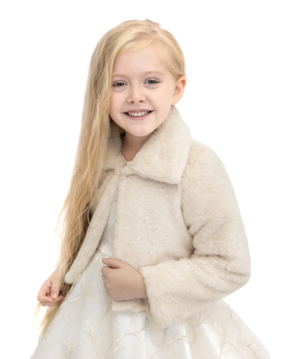 Girls Buttoned Oversize Collared Bolero Shrug
