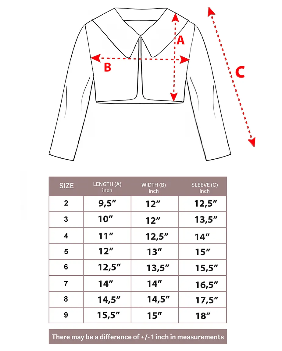 Girls Buttoned Oversize Collared Bolero Shrug