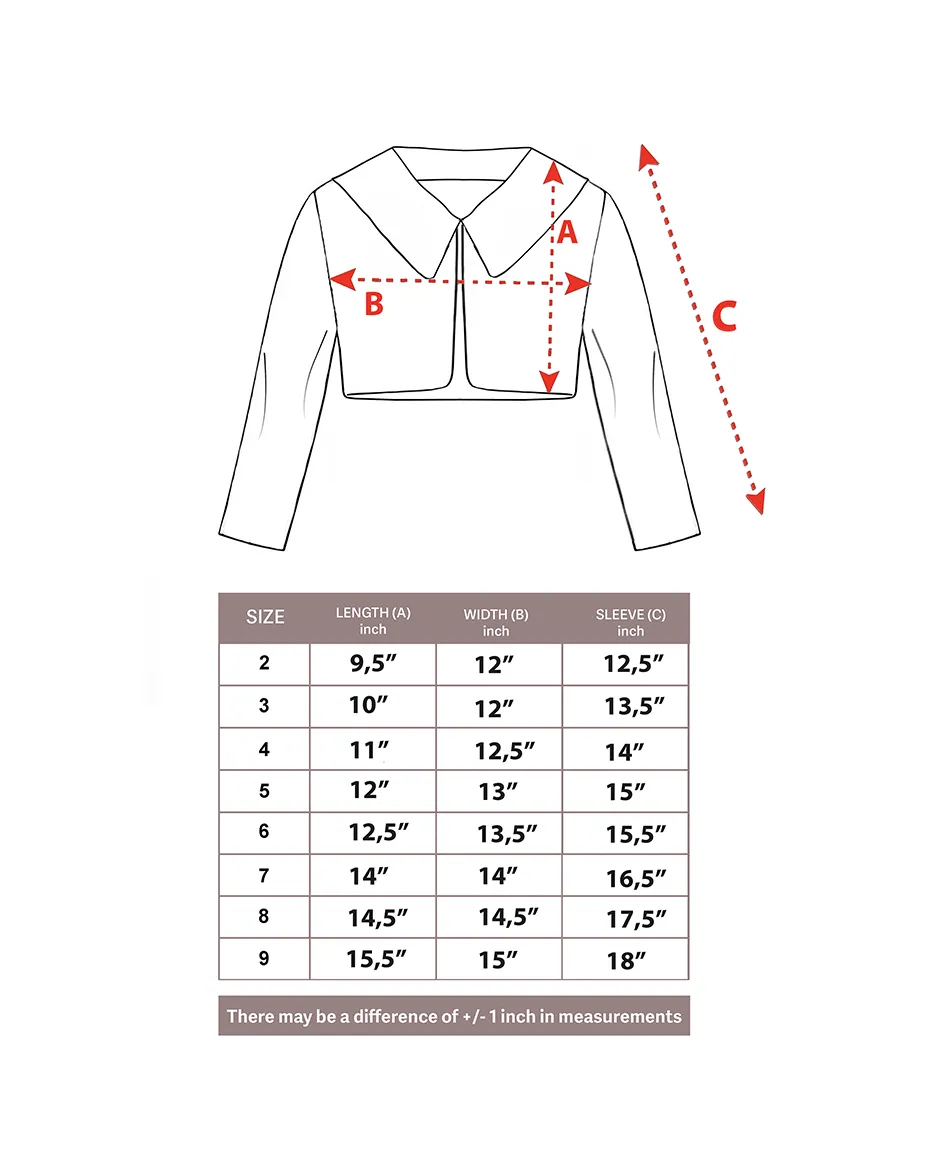 Girls Buttoned Oversize Collared Bolero Shrug