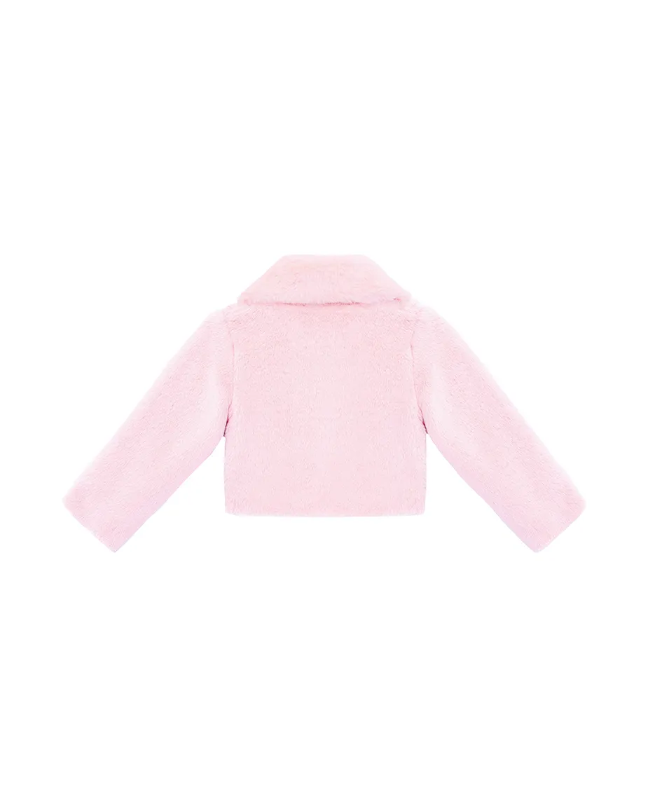 Girls Buttoned Oversize Collared Bolero Shrug