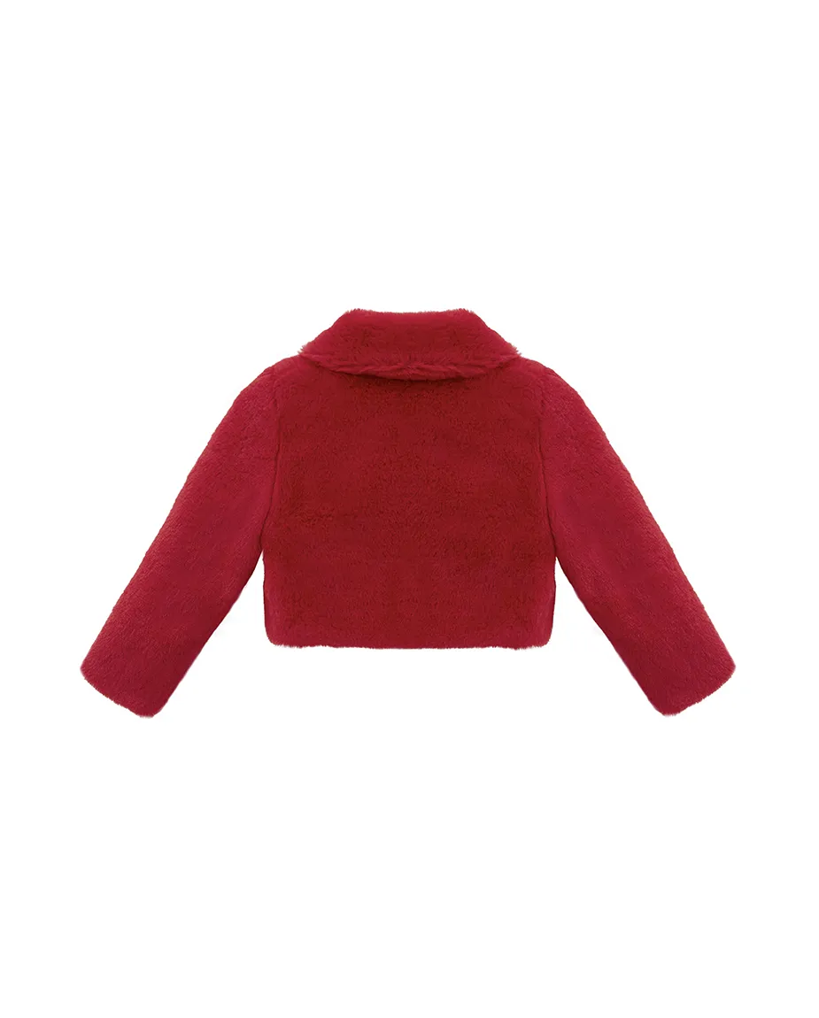 Girls Buttoned Oversize Collared Bolero Shrug