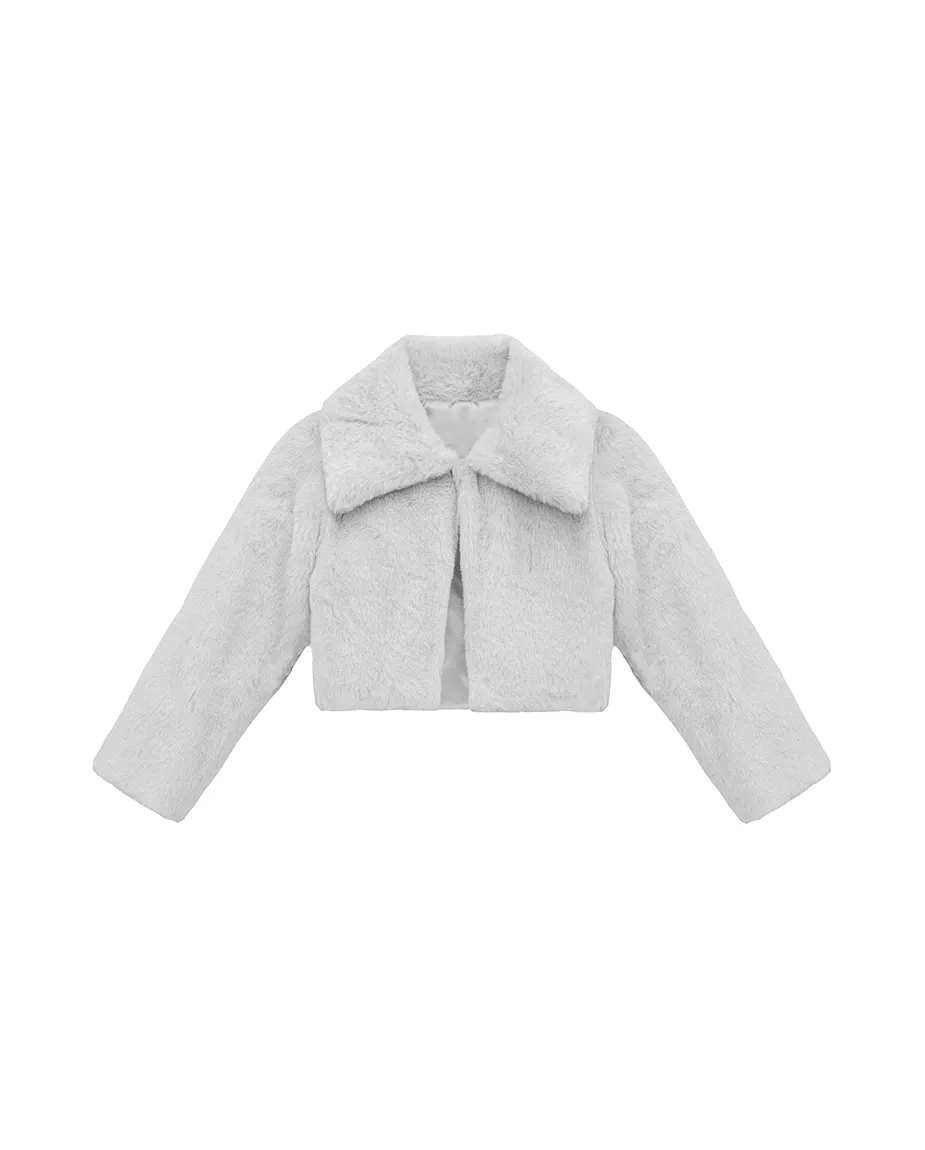 Girls Buttoned Oversize Collared Bolero Shrug