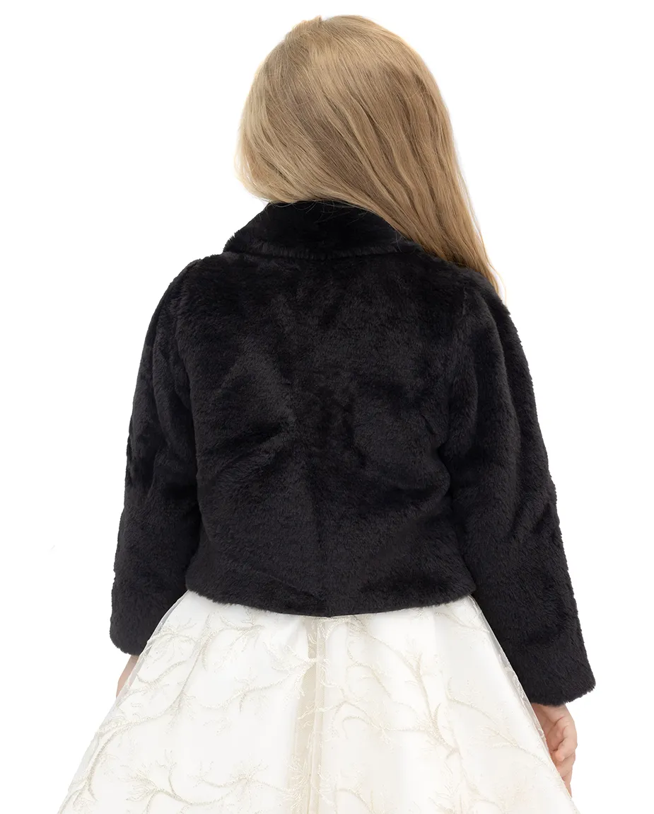 Girls Buttoned Oversize Collared Bolero Shrug