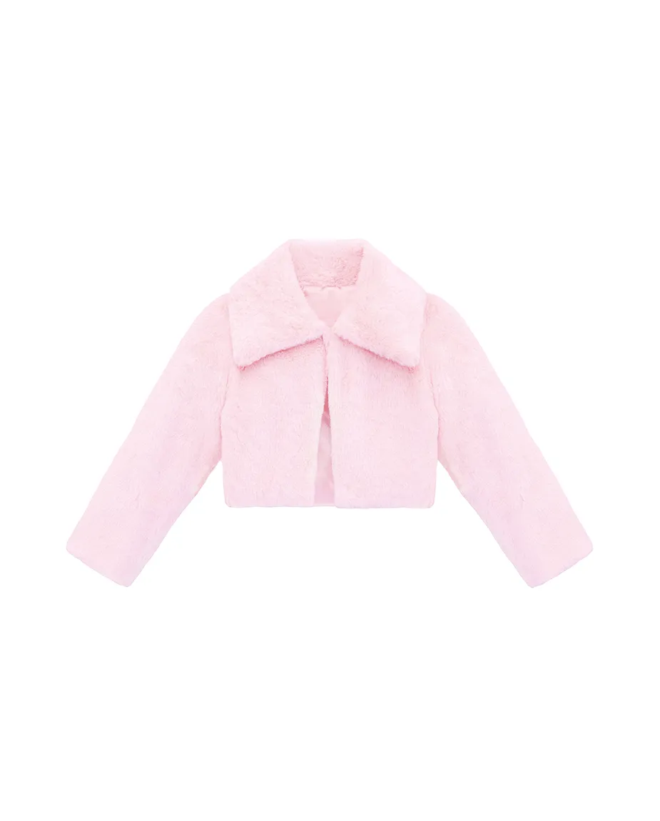 Girls Buttoned Oversize Collared Bolero Shrug