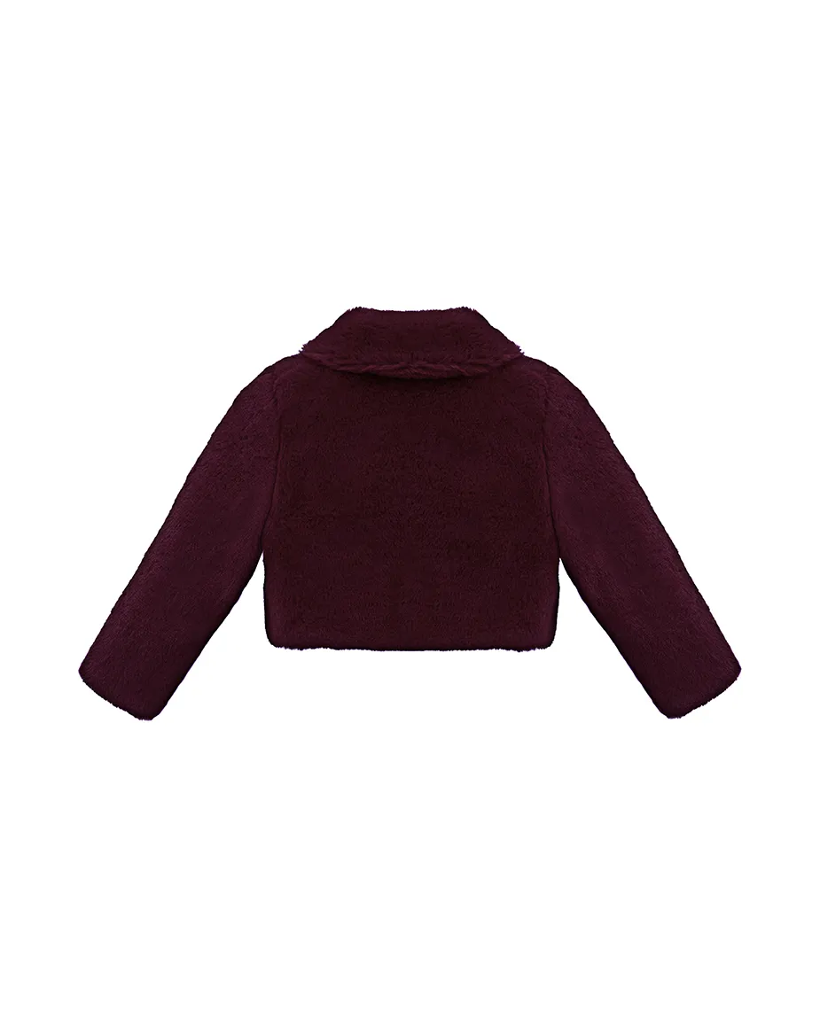 Girls Buttoned Oversize Collared Bolero Shrug