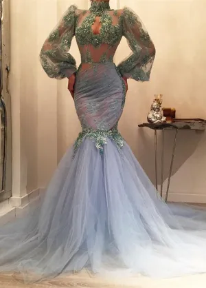 Gorgeous Long Sleeve Mermaid Prom Dresses | Tulle Evening Gowns On Sale