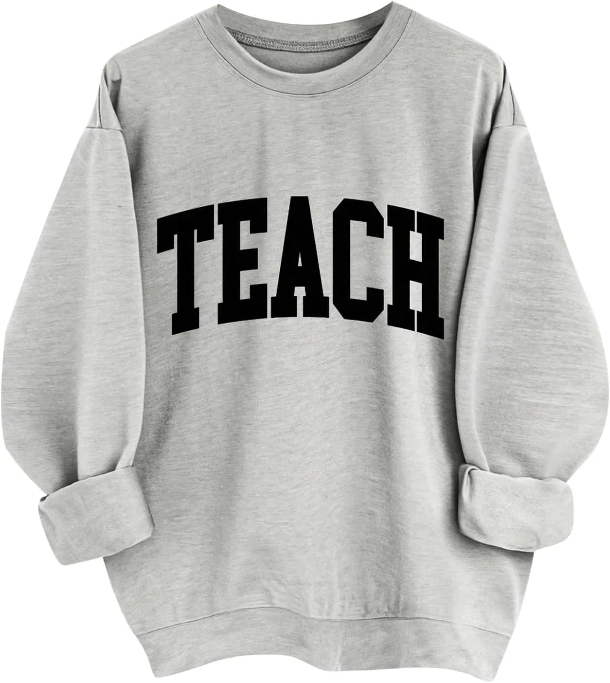 GORGLITTER Women's Cute Teacher Crew Neck Sweatshirt Letter Graphic Oversized Pullover Tops