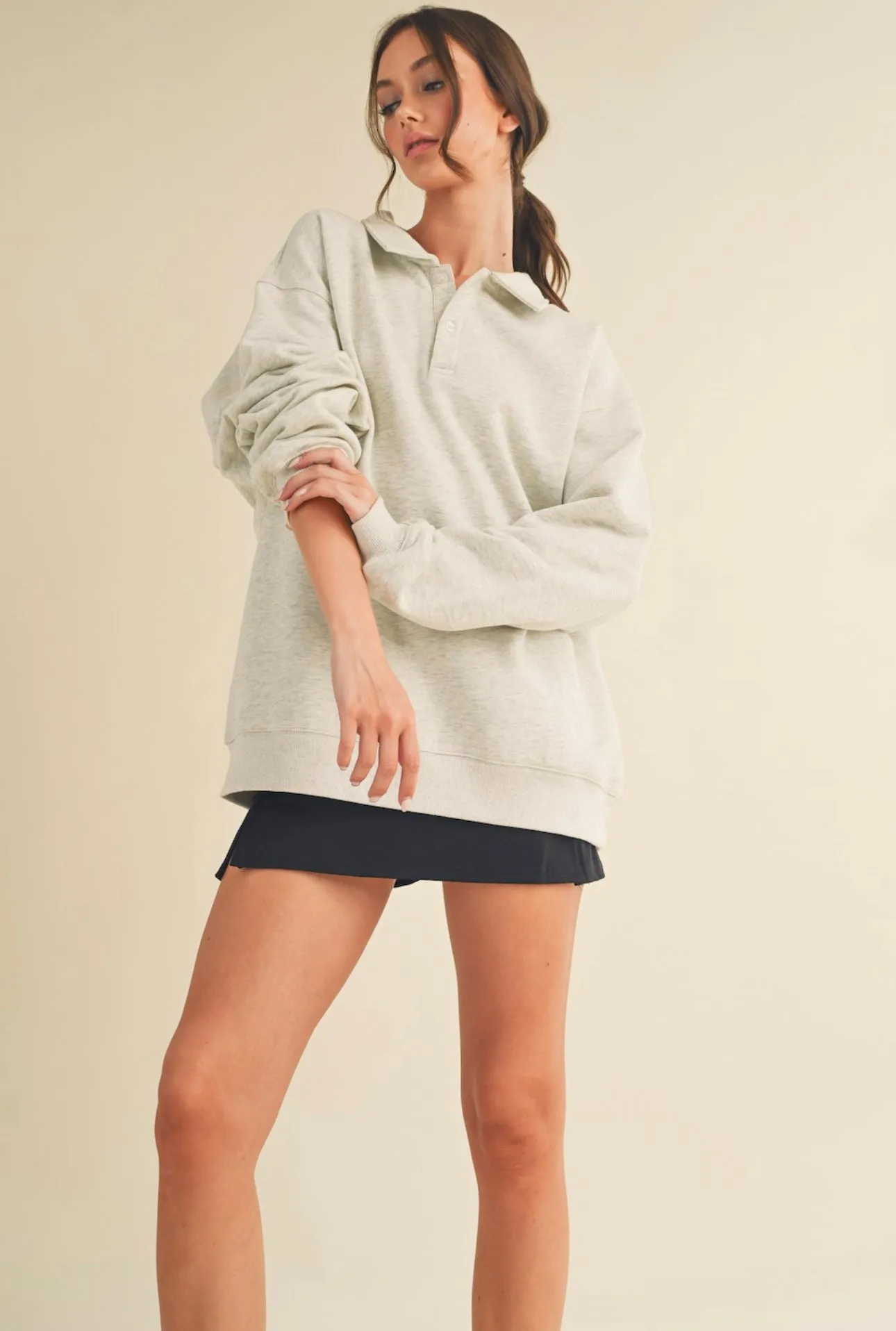 Greige French Terry Pullover
