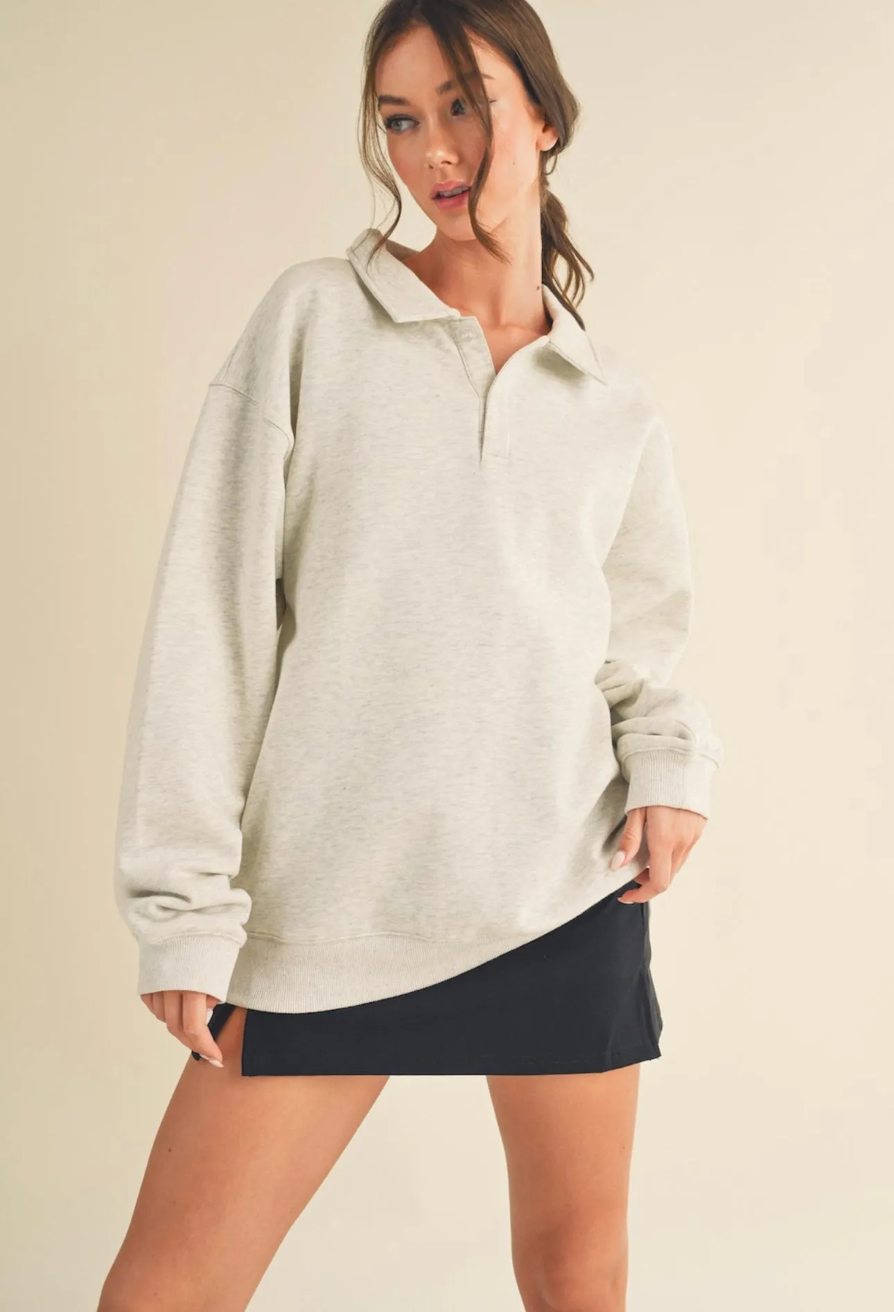 Greige French Terry Pullover